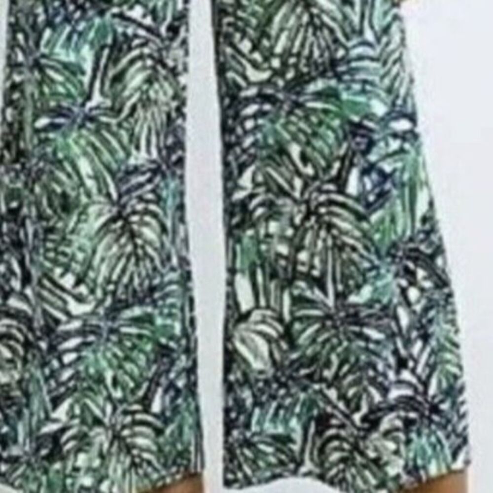 J.Jill Smooth Fit Palm Leaf Wide Leg Crop Pant Size Large Culottes Gaucho Knit - Picture 2 of 12